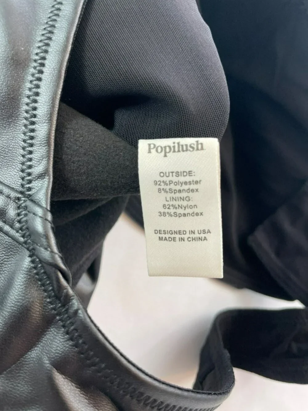 Popilush Shapewear Black Faux-Leather Bodysuit Built-in Bra Side Zip Size XS NWT - Picture 10 of 10